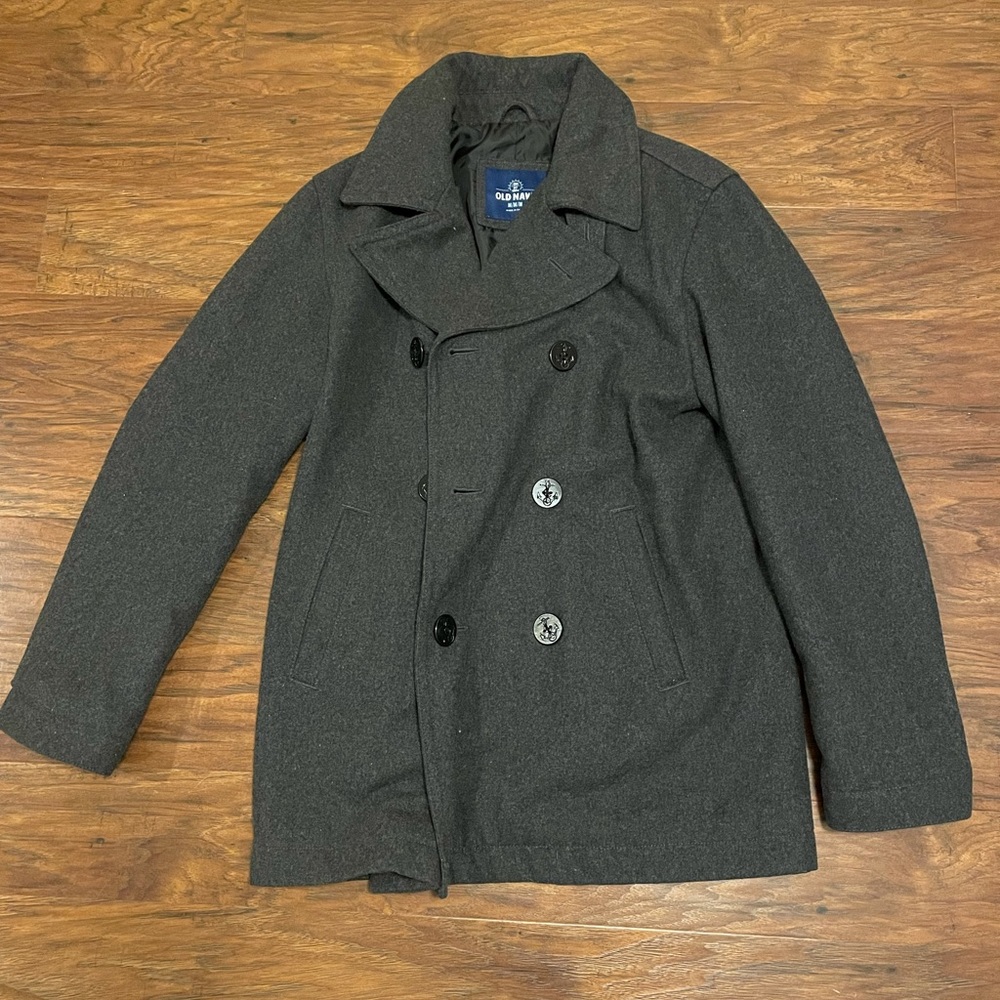 Men’s Gray Peacoat. Size M